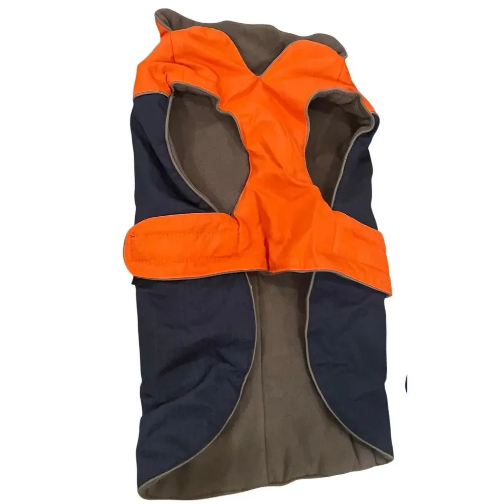 Eddie Bauer Orcas Dog Jacket Large Reversible Windbreaker Orange Fleece Vest